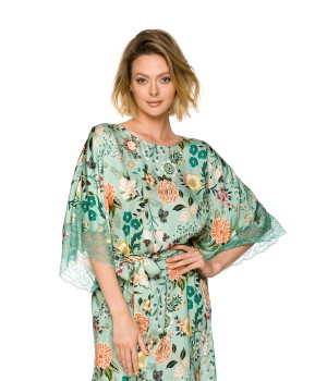 Camisón largo corte amplio color verde estampado